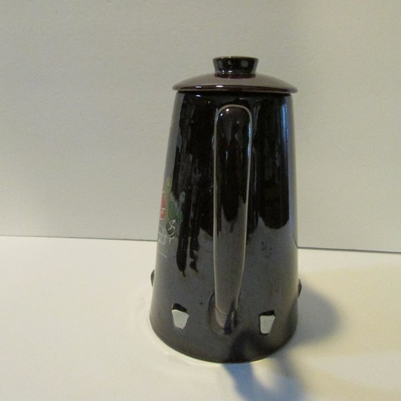 vtg redware pottery pankcake batter butter pitcher jam jar red barn kitchen - Picture 4 of 15